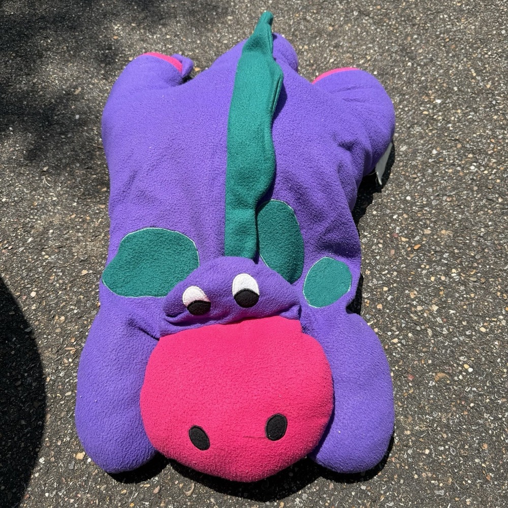 Crown Crafts Dinosaur Pillow Buddy Plush 29" Purple Green Vintage 90s HTF Large